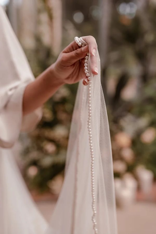 EVA | PEARL DROP TRIM BLUSHER VEIL - Image 7