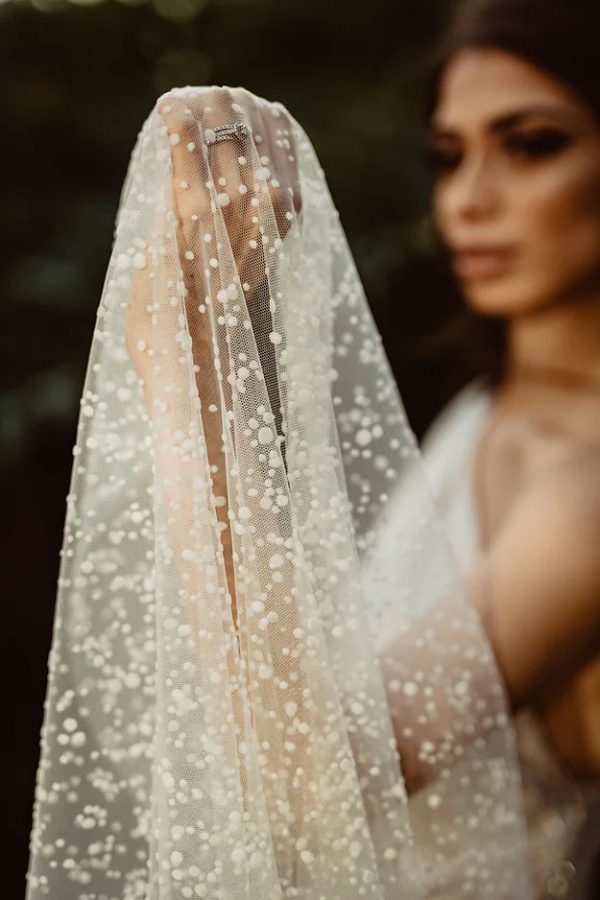 SNOWY | FLOCKED TULLE VEIL - Image 5