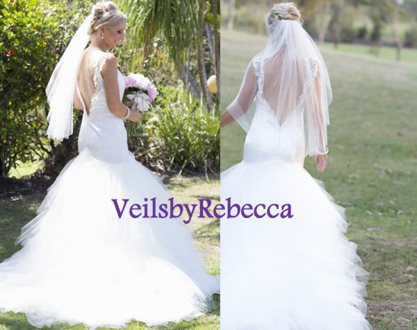 Ready to Ship veil for bridal, soft wedding veil, tulle wedding veil, simple wedding veil, short wedding veil, fingertip tulle veil V600 - Image 7