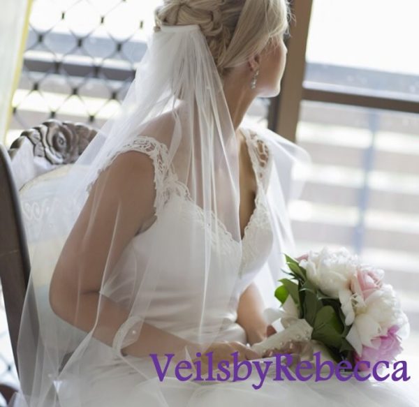 Soft wedding veil for bridal, simple wedding veil for bridal, crystal bridal veil, ivory tulle wedding veil, short wedding veil V600 - Image 5