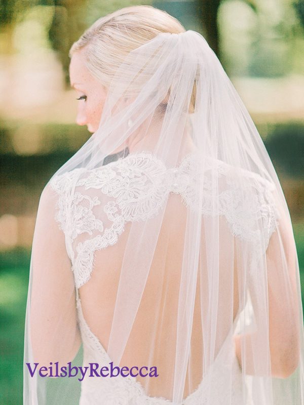 Fingertip veil with lace only at bottom,fingertip lace wedding veil, partial lace veil fingertip,fingertip veil-1 tier short lace veil V617F - Image 5