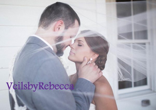 1 tier Alencon lace chapel wedding veil, vintage lace chapel bridal veil, French Alencon Lace Chapel/cathedral wedding veil Bridal Veil V642 - Image 4