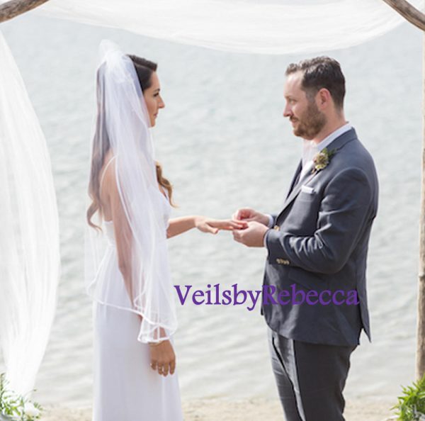 Il Fullxfull.1353363922 Quw4.jpg Simple Short Stain Ribbon Veil-1 tier hip/wrist satin ribbon veil, short satin ribbon veil in elbow, fingertip, hip, wrist and waltz V600R - Image 3