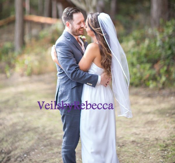 Il Fullxfull.1353363946 Lavb.jpg Simple Short Stain Ribbon Veil-1 tier hip/wrist satin ribbon veil, short satin ribbon veil in elbow, fingertip, hip, wrist and waltz V600R - Image 4