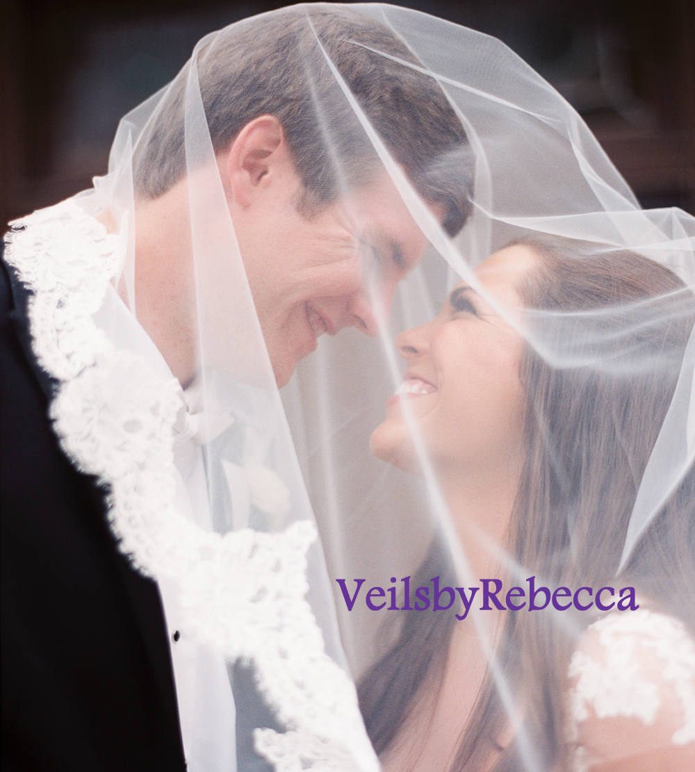 Il Fullxfull.1403424559 N361.jpg Ivory Vintage Lace Cathedral veil, 2 tiers lace chapel veil, drop lace veil in cathedral, 2 tiers blusher lace cathedral veil V641 - Image 1