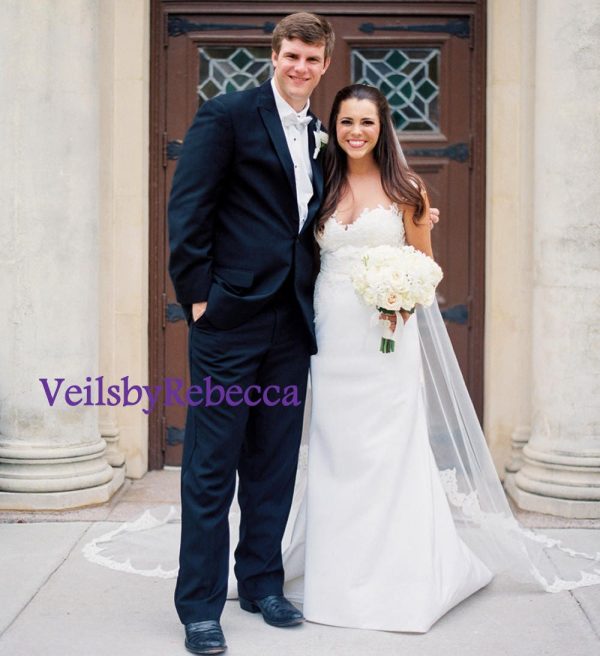 Il Fullxfull.1403424583 Gs3c.jpg Ivory Vintage Lace Cathedral veil, 2 tiers lace chapel veil, drop lace veil in cathedral, 2 tiers blusher lace cathedral veil V641 - Image 8