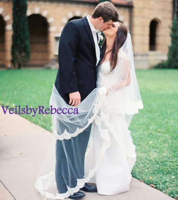 Il Fullxfull.1403424605 My9n.jpg Ivory Vintage Lace Cathedral veil, 2 tiers lace chapel veil, drop lace veil in cathedral, 2 tiers blusher lace cathedral veil V641 - Image 2