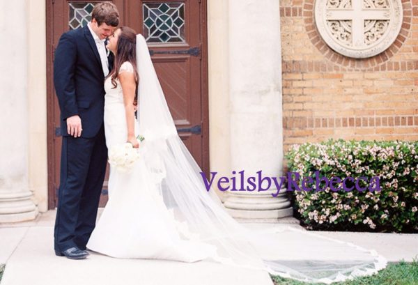 Il Fullxfull.1403426211 Fgie.jpg Ivory Vintage Lace Cathedral veil, 2 tiers lace chapel veil, drop lace veil in cathedral, 2 tiers blusher lace cathedral veil V641 - Image 3