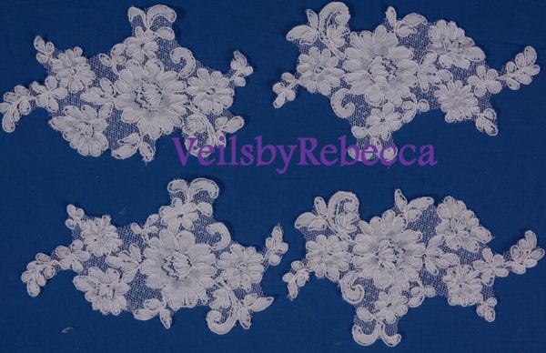 Il Fullxfull.1543400433 Ogy9.jpg 1 tier fingertip Alencon lace veil-Lace Fingertip wedding veil-Scattered Lace Applique Veil Fingertip-Short floral lace applique veil V640B - Image 3