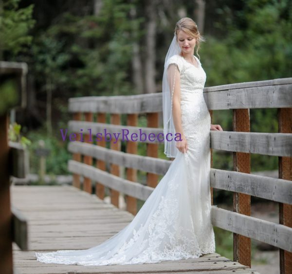 Crystal Beaded Wedding Veil,Beaded Pearl Veil,Beaded short veil, Beaded Fingertip Veil, Rhinestone veil, Cathedral crystal Beading Veil V900 - Image 4