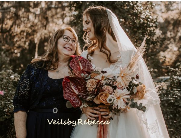 2 tiers lace chapel wedding veil,drop floating lace veil in chapel, 2 tier blusher cathedral veil, floral lace applique bridal veil R260 - Image 7