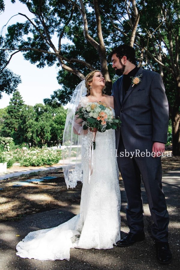 Il Fullxfull.2343073314 90nd.jpg 1 tier floral lace fingertip wedding veil- lace fingertip veil, short lace veil, lace elbow veil, lace waltz veil, short fingertip veil V909 - Image 5