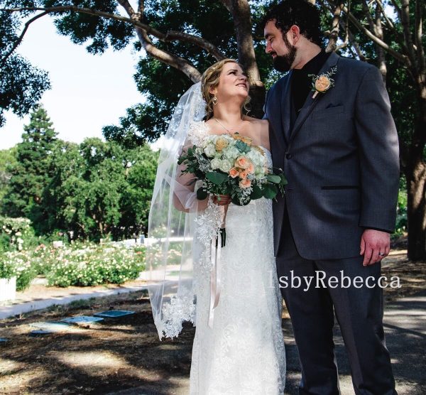 Il Fullxfull.2390660315 Fayw.jpg 1 tier floral lace fingertip wedding veil- lace fingertip veil, short lace veil, lace elbow veil, lace waltz veil, short fingertip veil V909 - Image 3