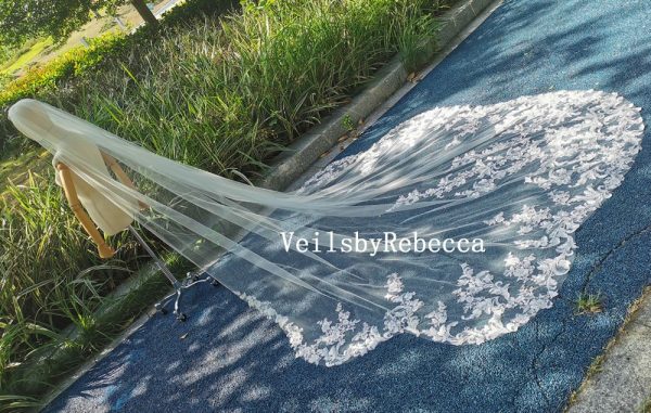 Il Fullxfull.3907390870 1miy.jpg Sequins floral lace wedding veil, lace bridal veil cathedral, wedding veil cathedral lace, Royal lace veil, floral lace bridal veil R239 - Image 6