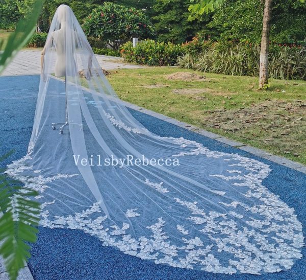 Floral lace wedding veil, royal lace wedding veil, cathedral lace veil, floral lace bridal veil R268 - Image 4