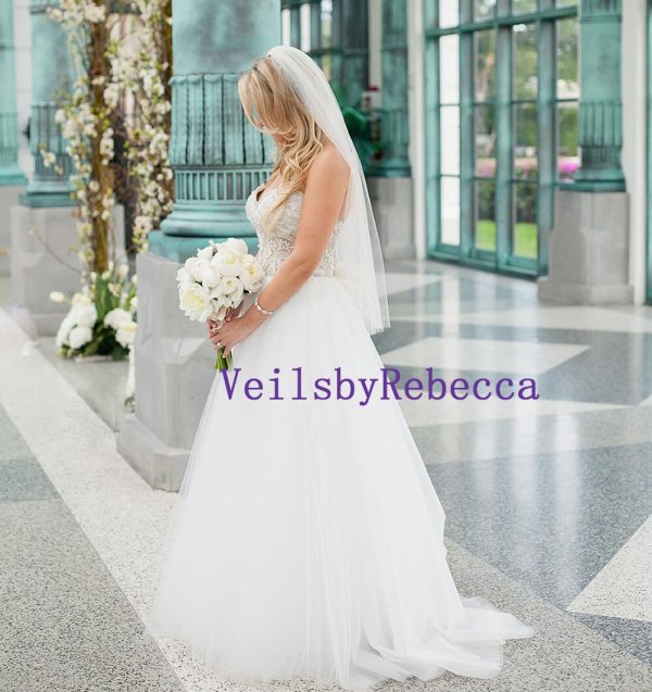 Scattered rhinestone wedding veil, soft crystals wedding veil for bridal, simple wedding veil crystal bridal veil, ivory wedding veil V600C - Image 3