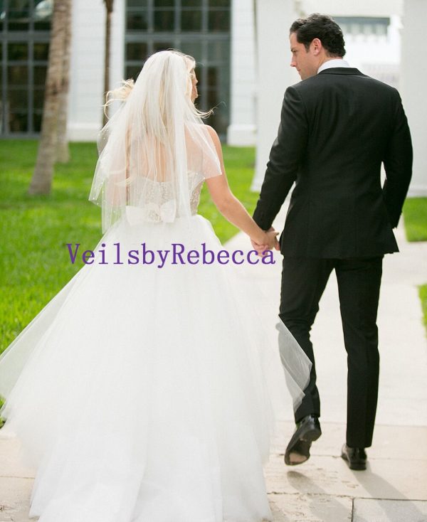 Scattered rhinestone wedding veil, soft crystals wedding veil for bridal, simple wedding veil crystal bridal veil, ivory wedding veil V600C - Image 2