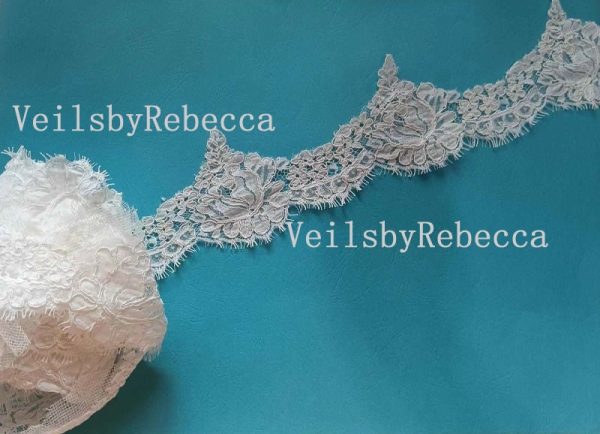 Il Fullxfull.5136457742 Birt.jpg Ivory Vintage Lace Cathedral veil, 2 tiers lace chapel veil, drop lace veil in cathedral, 2 tiers blusher lace cathedral veil V641 - Image 4