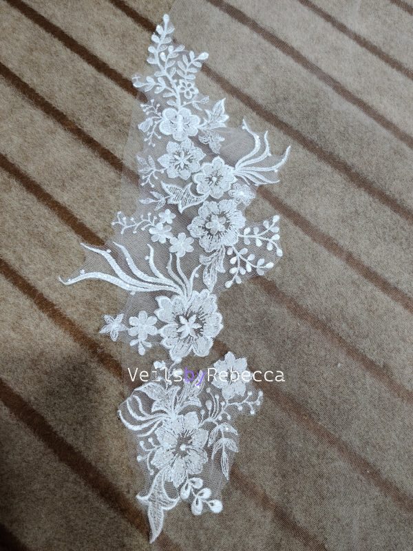 Il Fullxfull.5883813082 4kw4.jpg 1 tier ivory sparking scattered beading floral lace appliques cathedral wedding veil, long beading lace bridal veil S463 - Image 5