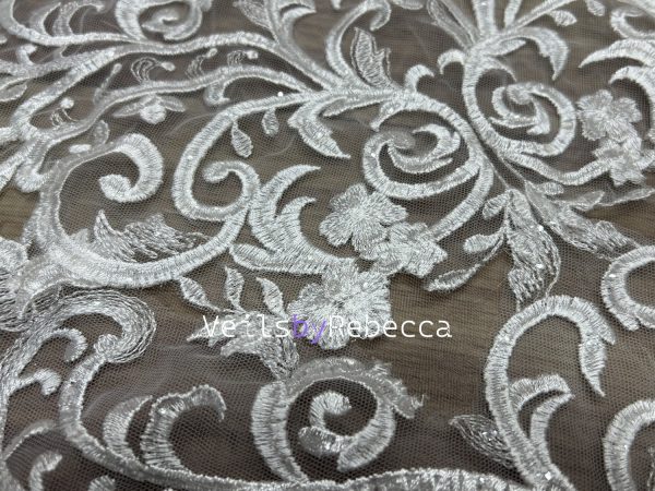 Il Fullxfull.5927464191 Nex8.jpg 1 tier sequins embroidery lace cathedral wedding veil, ivory Royal lace wedding veil, sparking sequins vintage lace bridal veil R238 - Image 6