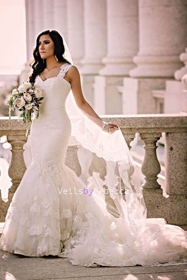 1 tier cathedral Mantilla Lace Veil,Lace 1st Communion Mantilla Veil in Cathedral, Catholic Lace Mantilla Wedding Veil Bridal Veil V657 - Image 6