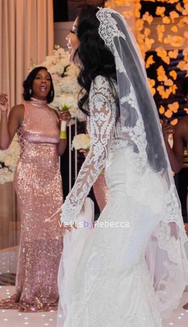 1 tier cathedral Mantilla Lace Veil,Lace 1st Communion Mantilla Veil in Cathedral, Catholic Lace Mantilla Wedding Veil Bridal Veil V657 - Image 8