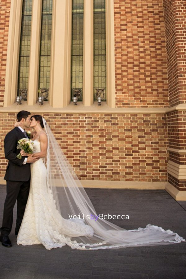 1 tier cathedral French Alencon eyelash lace Spanish Mantilla Veil, 1st Communion Catholic Mantilla lace Wedding Veil V630 - Image 7