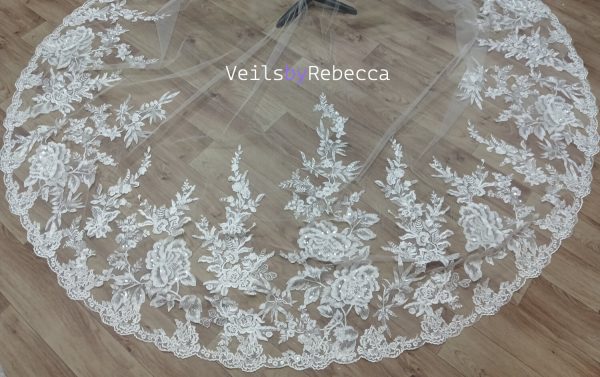Il Fullxfull.6066110205 Pq7s.jpg 1 tier sparking sequins floral lace appliques 1st Communion catholic religious Spanish Mantilla cathedral wedding veil S468 - Image 9