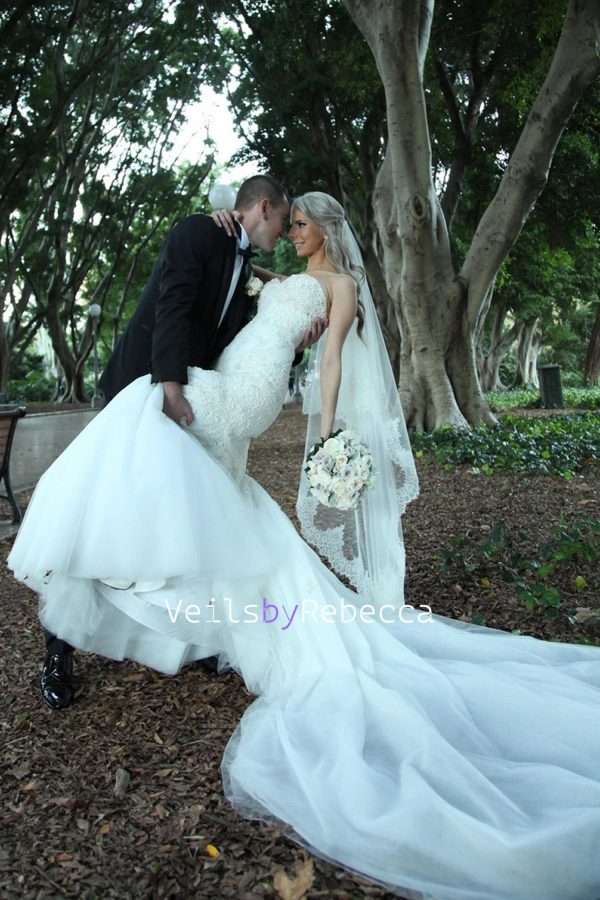 Il Fullxfull.6231250192 33th.jpg 2 tiers chantailly lace drop veil ,blusher lace veil, waltz lace veil, fingertip lace veil,elbow lace veil, Drop Lace Wedding Veils V625 - Image 2