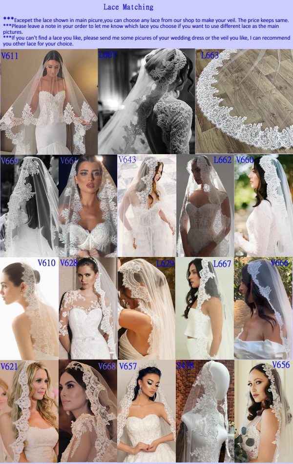 1 tier French Chantilly Cathedral Mantilla Wedding Veil, Ivory Spanish Wedding Veil ,Chantilly Lace 1st Communion Mantilla Wedding Veil V666 - Image 8